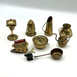 Lot:  9 Miniature Brass Containers  Vintage